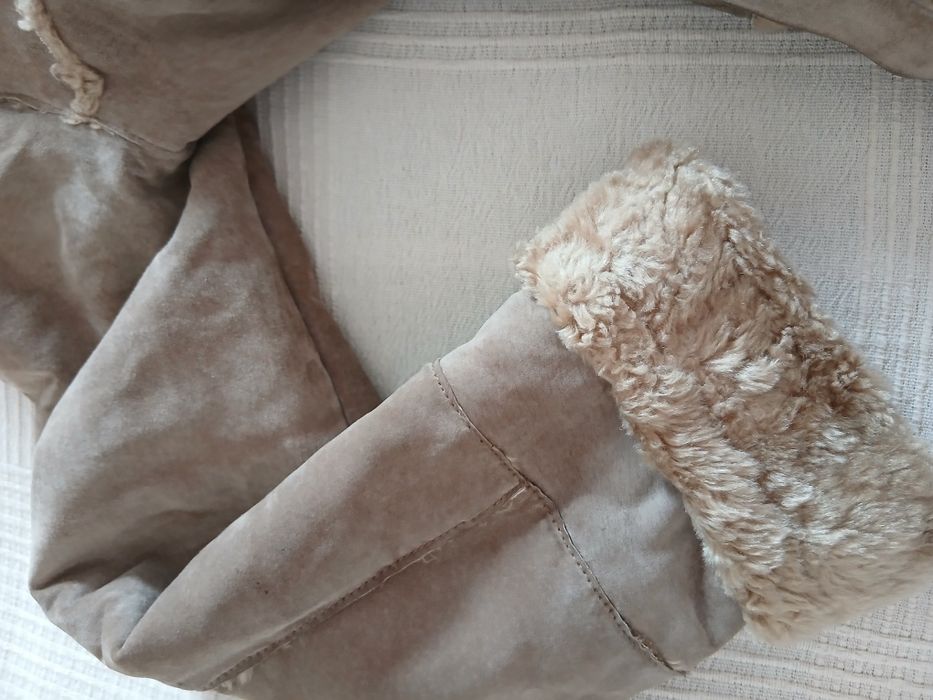 Y2k кожено sherpa палто