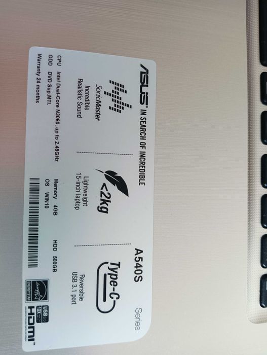 Laptop Asus A540S
