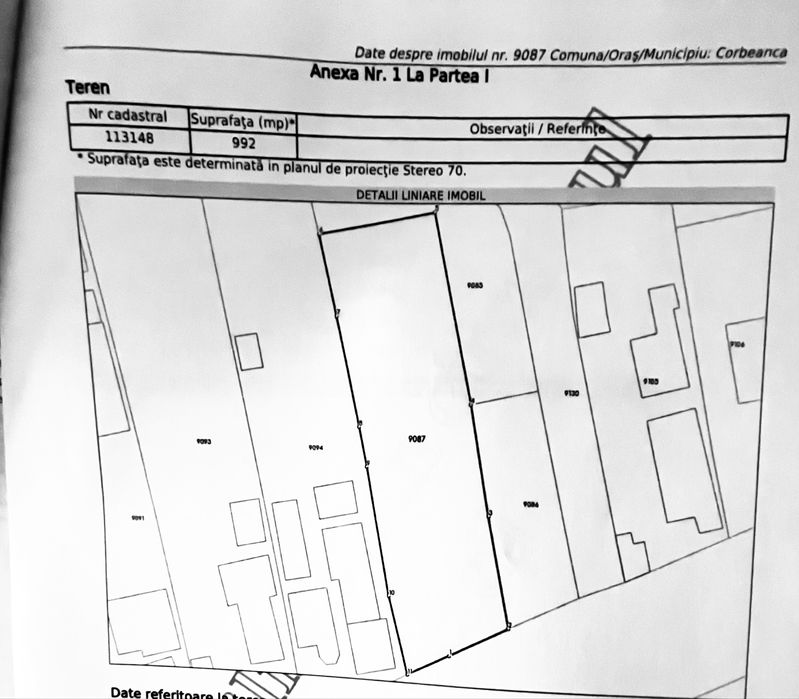 Teren 992 MP Corbeanca - Tamasi, Şoseaua Unirii | TOATE UTILITĂȚILE