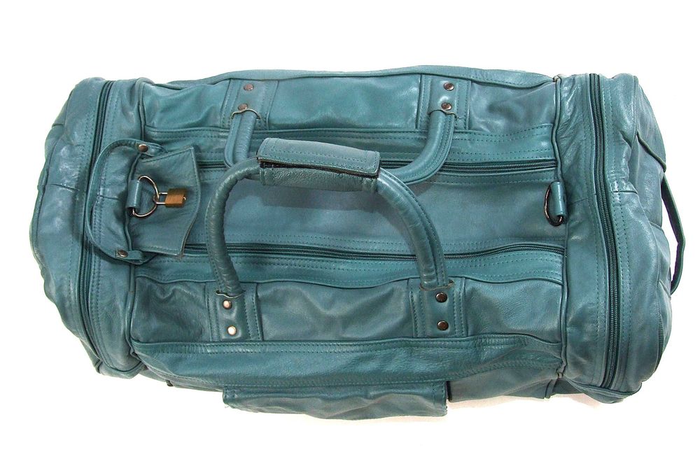 Geanta de voiaj, mare, culoare turcoaz, piele naturala fina, Made in Germany, NOUA
