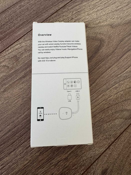 Adaptor auto Wireless, iPhone, Smart USB car play, Multufunctional, YouTube, Netxflix