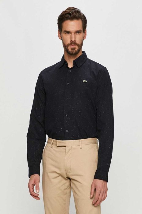 Cămașă Lacoste bărbați, cu mânecă lungă, slim, albastru marin, S