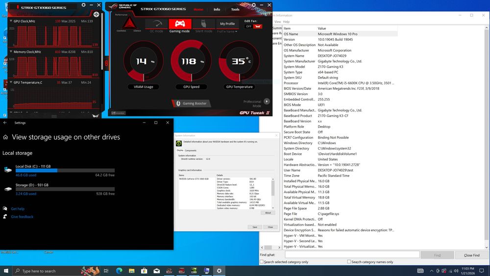 Gaming PC 16GB RAM | Nvidia GTX 1060 6GB STRIX RGB | Periferice