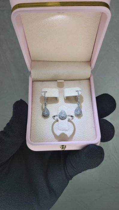 Kumush uzuk zirak komplekt 925 proba Женский Кольцо серьги комплект