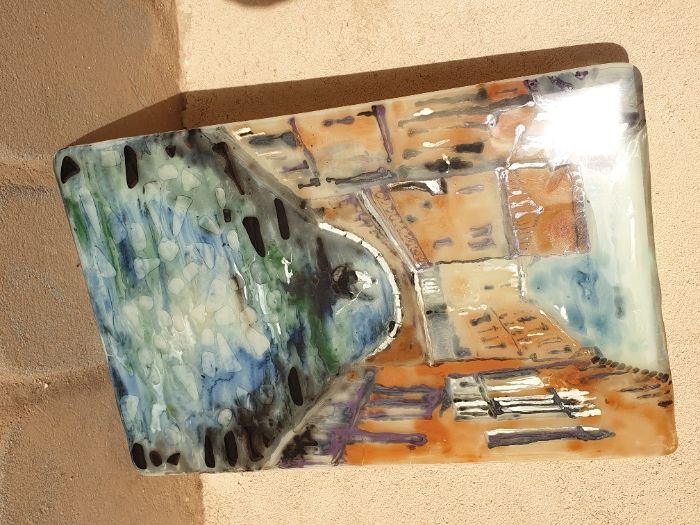 Картина рисувана върху стъкло "любов и грижа " Красив подарък .