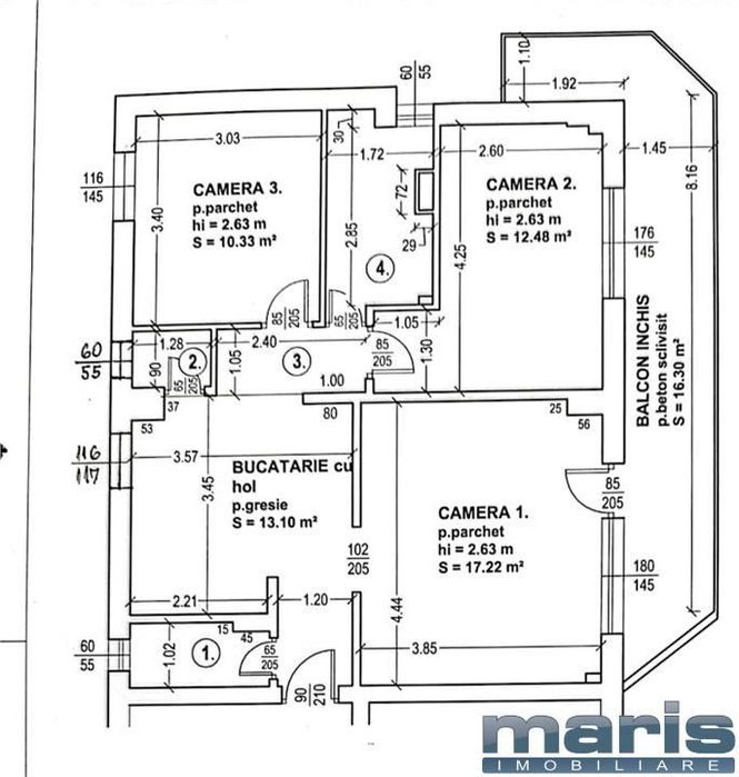 Apartament 3 camere 2 bai Tudor etaj 2