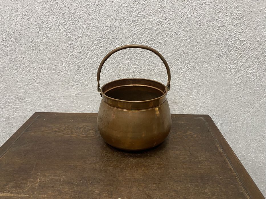 Меден съд котле с дръжка Франция 1940 1960 меден казан