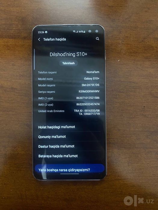 Samsung S10 +.