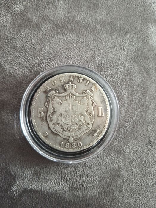 Moneda 5 lei argint 1880 Carol I