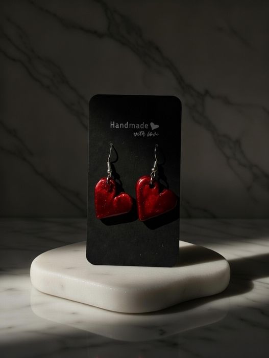 Cercei din lut ceramic în formă de inimă
