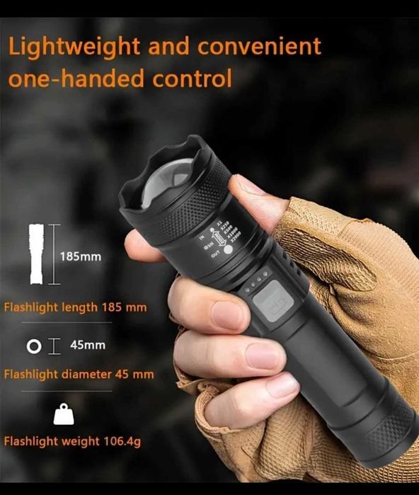 Мощно XHP50 LED фенерче Вградена батерия Презареждаема фенерче