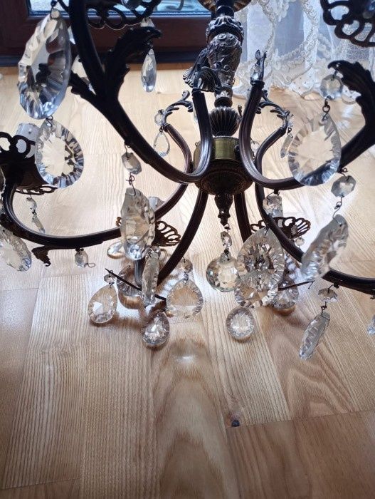 Candelabru din bronz și elemente cristal, piesa deosebita,h 50 cm diam