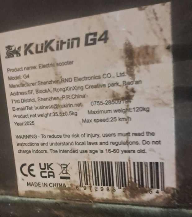 Trotineta kukirin g4  vand/dezmembrez an 2025 cu defect