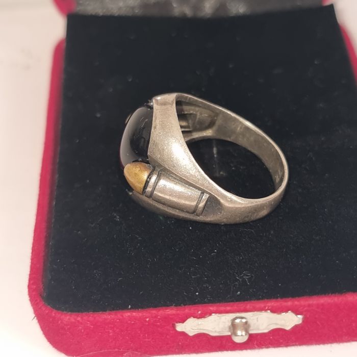 Inel argint 925 cu onyx natural, 11.64 g, marime 12