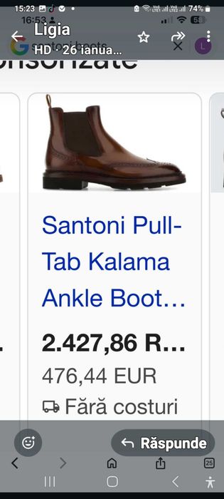 Ghete Santoni piele total  nr 44