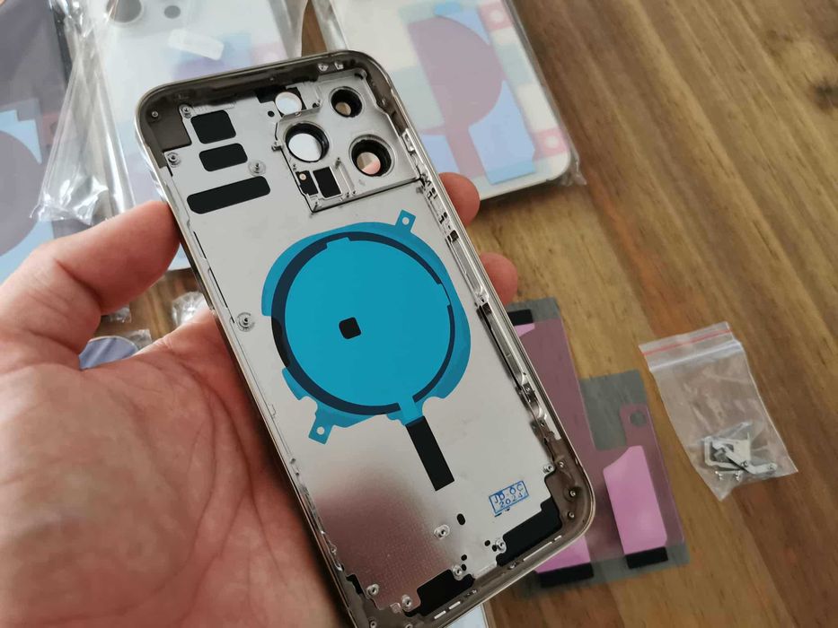 Carcasa sasiu metal capac spate sticla pt iPhone 16 15 14 13 12 11 Xs