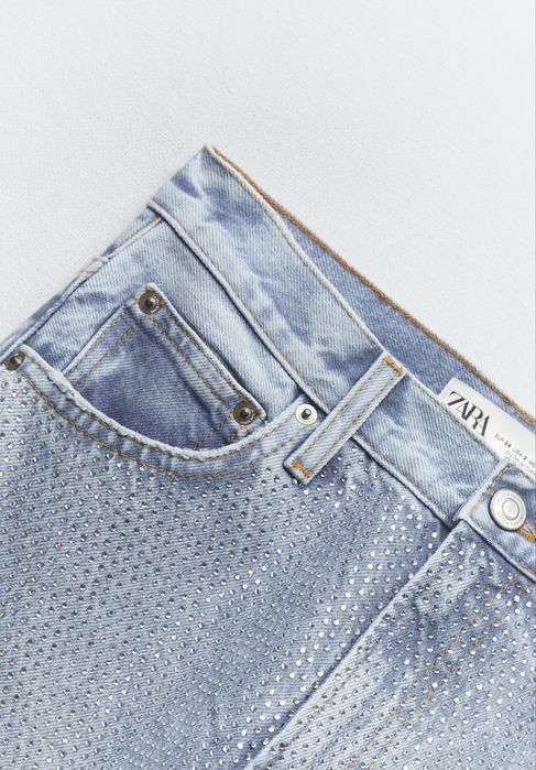 ZARA Rhinestone jeans дънки с камъни нови с етикет 34