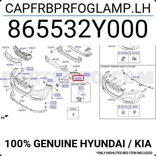 Rama proiectoare de ceata Hyundai Ix35 (Lm), 10.2009-09.2015, montare fata, stanga/dreapta, OE, 865532Y000; 86553-2Y000