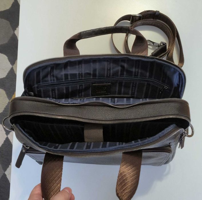 Geanta barbateasca / servieta piele naturala Bison Denim