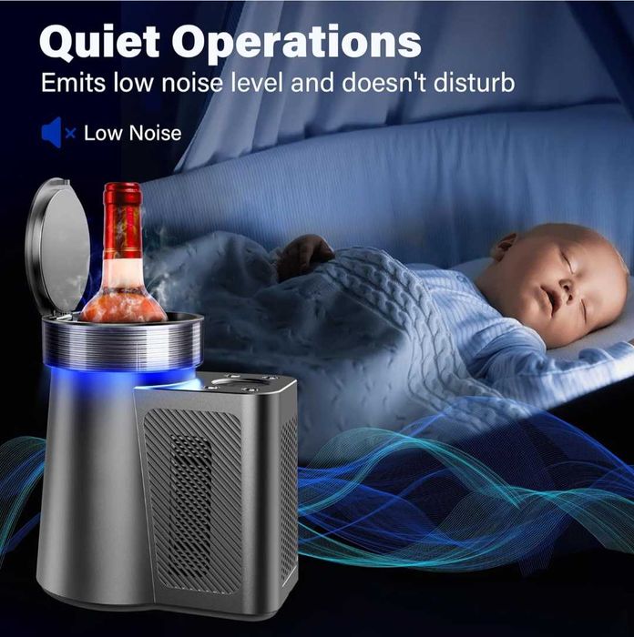 Охладител за вино с LEDсветлини дигитален дисплей за температура 750мл