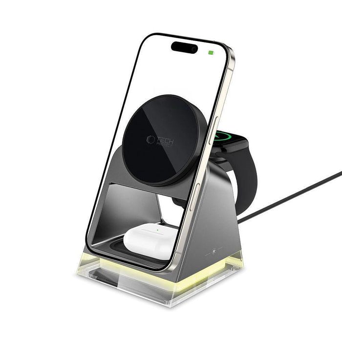 Стойка за безжично зареждане tech protect qi15w - a43 3in1magnetic mag