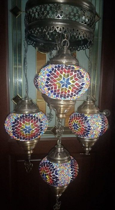 Elegant lampadar în stil oriental cu sticle mozaic lucrate integral ma