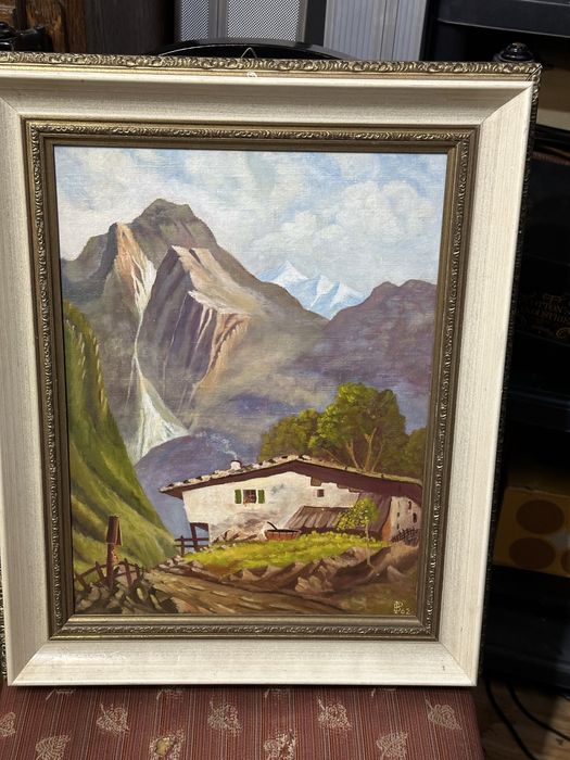 стара картина пейзаж маслени бои фазер 1962г