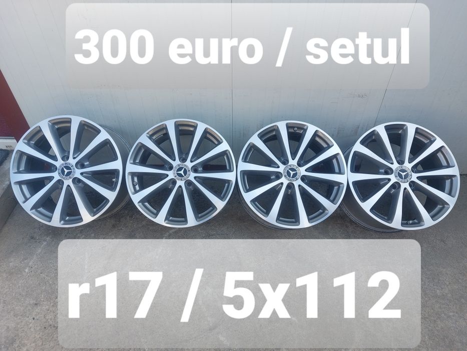 Set jante din aluminiu originale r17 / Mercedes Vw Audi Skoda Seat / 5x112 / cu senzori de presiune / model bicolor