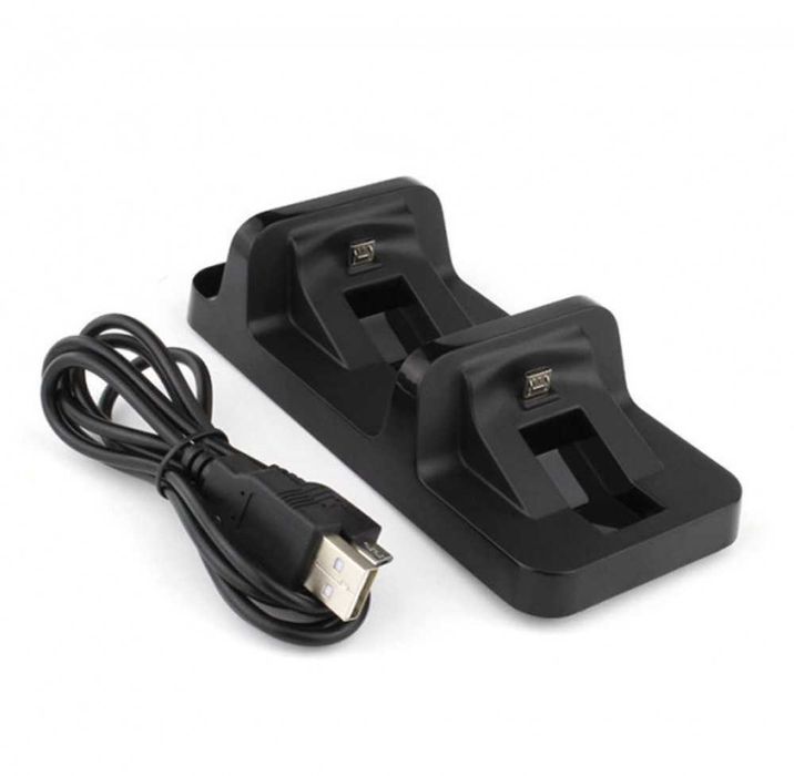 Двойна стойка - зареждане на контролер - PS4 PlayStation 4 - черна