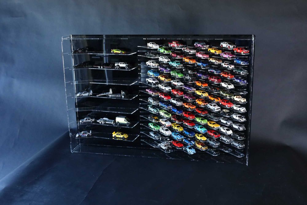 Vitrina acrilica-100 locuri+Team transport-1:64-Hotwheels,Mini GT;