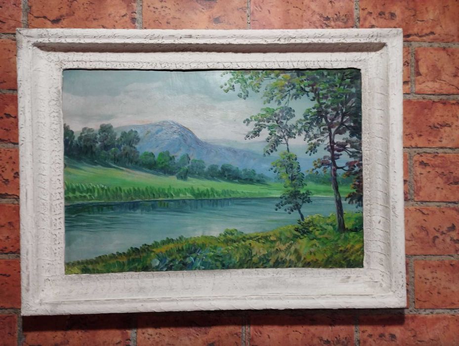 Картина пейзаж с маслени бои на дървен фазер(шперплат)