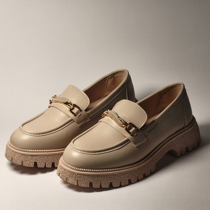 Pantofi de dama, loaferi beige 36