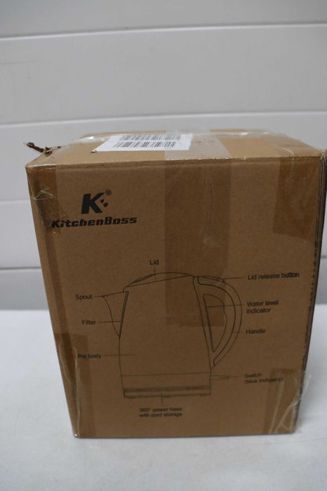 Електрическа кана KitchenBoss от неръждаема стомана 1.7 л: Електрическа кана 2100 W, с подвижен филтър, индикатор за нивото на водата