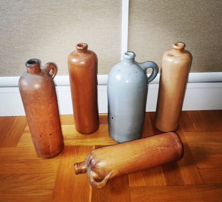 Бутилки Винтидж от гланцирана и не гланцирана керамика 4бр едноцветни