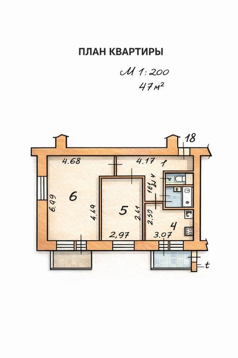Двухкомнатная с двумя лоджиями на Ауэзова.