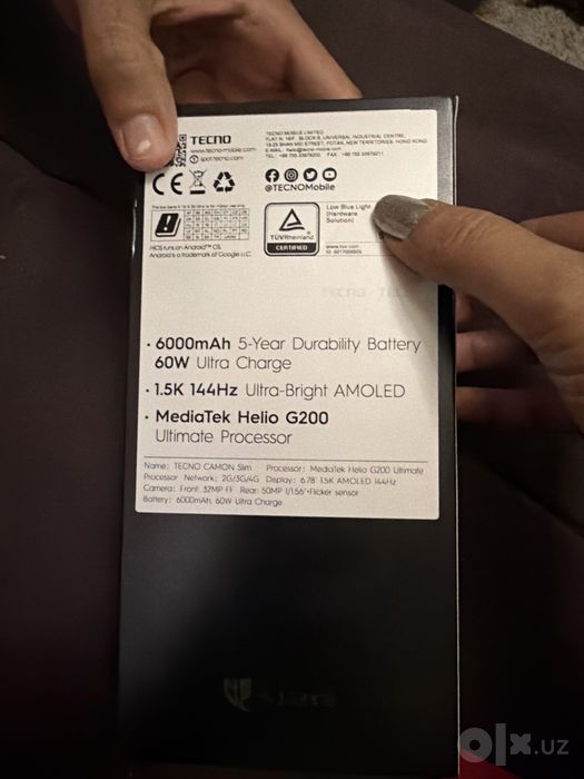 TECNo Camon Slim память 256 гб /8 гб новый