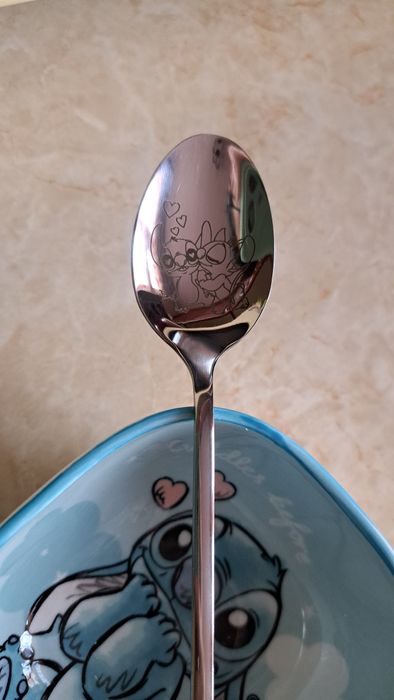 Комплект Порцеланова купичка и лъжичка Стич