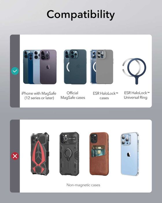 Безжично зарядно устройство ESR HaloLock със стойка