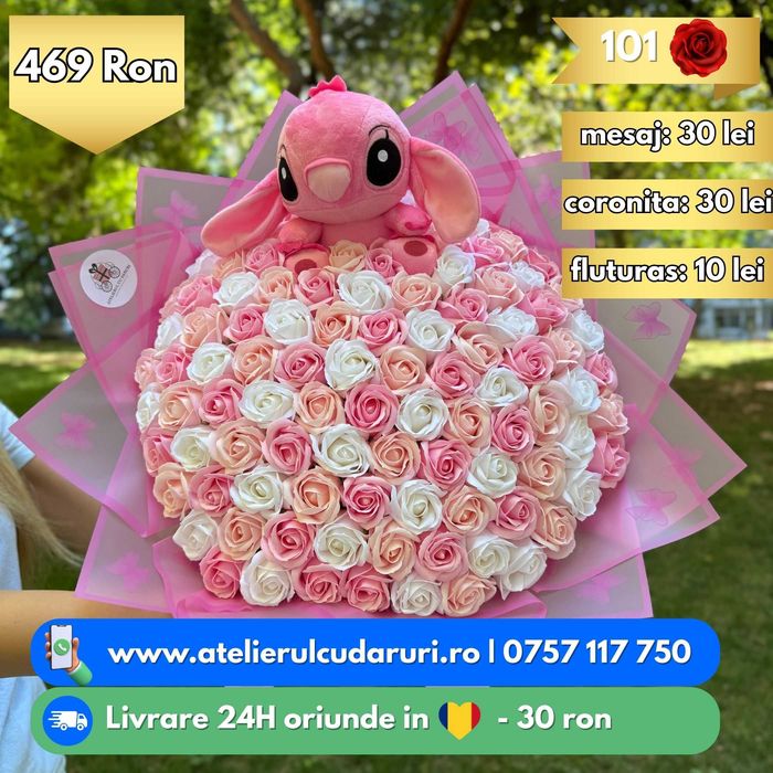 Buchete Trandafiri de sapun (Simple, Stitch, Sclipici)