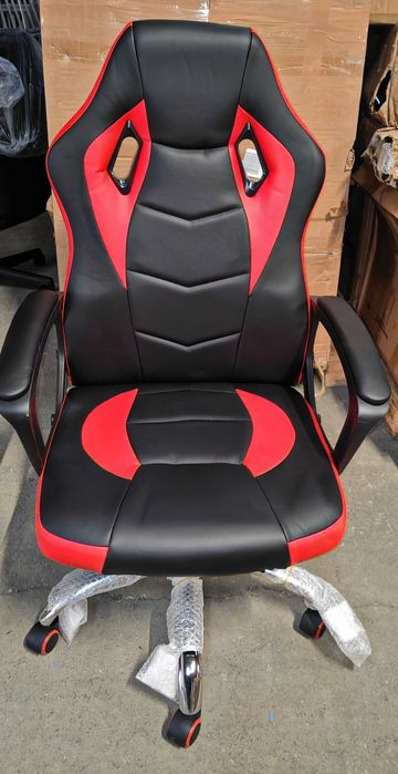 Scaun de gaming capitonat și ergonomic Happy Home - Negru și roșu