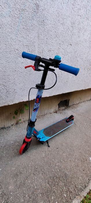 Trotinetă cu Suspensie şi Frână pe Ghidon Mid 5 Albastru Copii - OXELO + set de protecție Xs