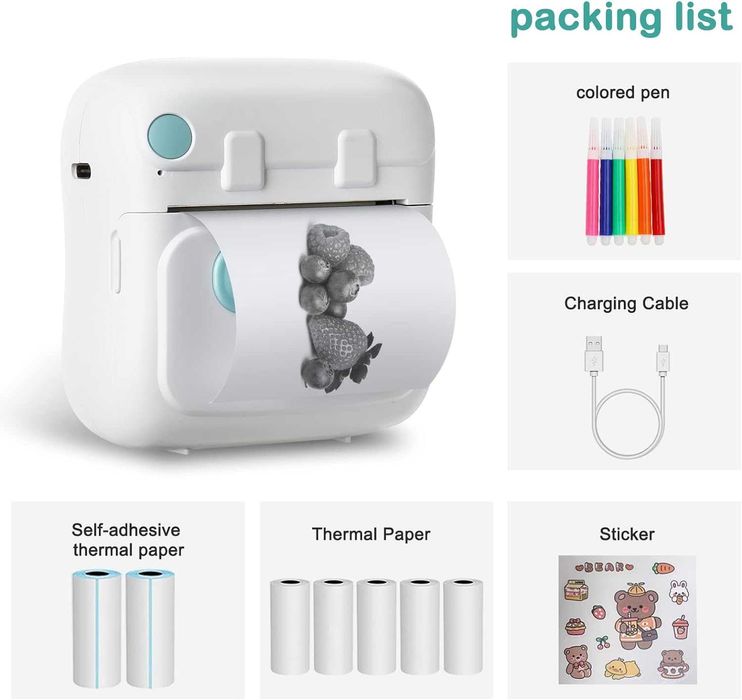 Мини принтер комплект с аксесоари и хартии