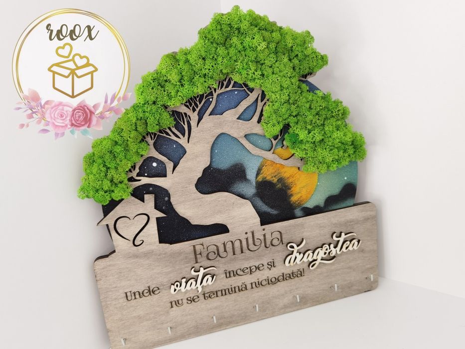 Aranjament licheni / suport chei / idee cadou sau pentru familia ta