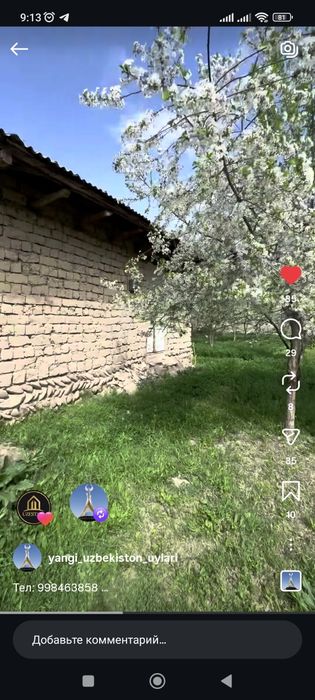 Yangi Toshkent 6 sotixli uglavoy xovli sotiladi