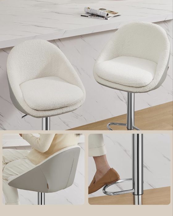 Комплект от 2 бар стола, регулируем по височина, въртящ се на 360°