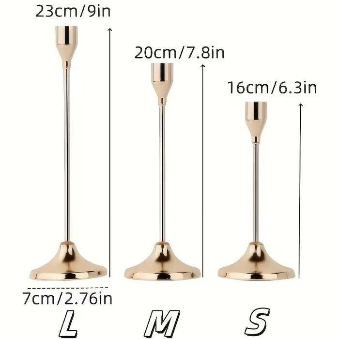 3 бр златни свещници S, M , L
