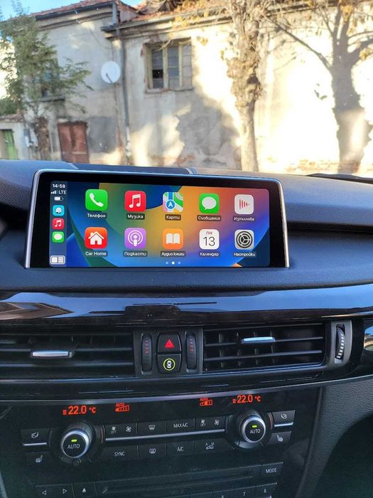 Навигация Android 14 8-ядрен 8GB RAM 128GB HDD BMW X5 X6 F15 F16 NBT 2014-2017 +Apple Carplay