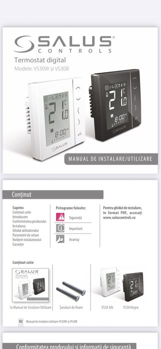 Salus vs30. Ofer spre vanzare termostate Salus Vs30w si Vs30b!