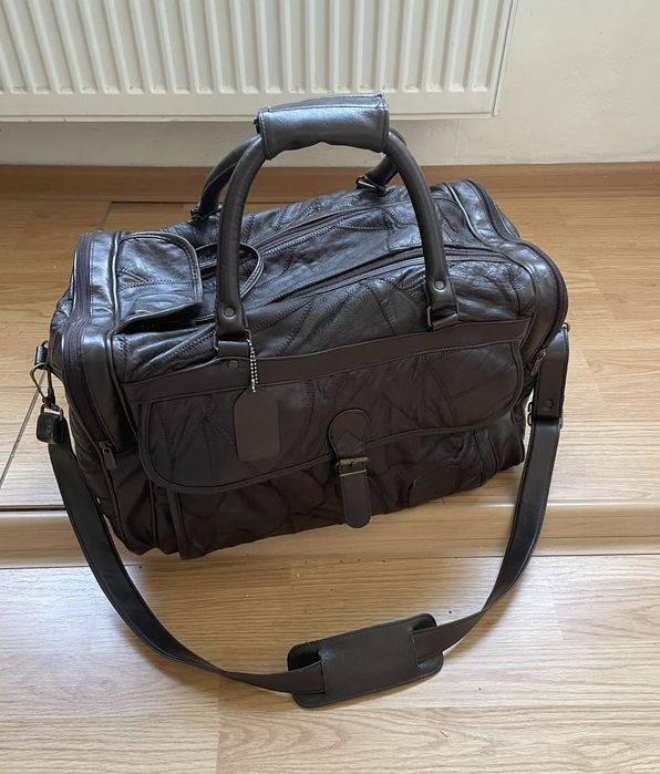 Geanta de voiaj/transport/sala din piele naturala maro Ruby Rose