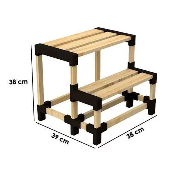 Scara din lemn cu doua nivele 39x38x38cm greutate suportata 180 kg